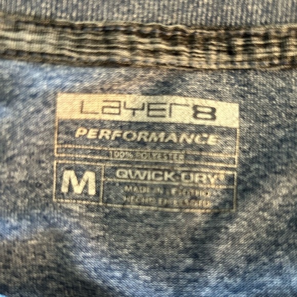 B149. Layer8 Performance Qwick Dry blue/grey athletic tee Medium - Picture 3 of 3